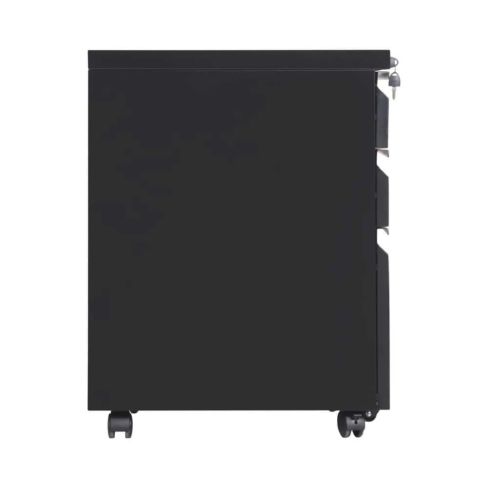 Modern Black Steel File Cabinet Storage Cabinet with 3-Drawers and 5-Wheels by Tidoin 4 Modern Black Steel File Cabinet Storage Cabinet with 3-Drawers and 5-Wheels by Tidoin - Image 2