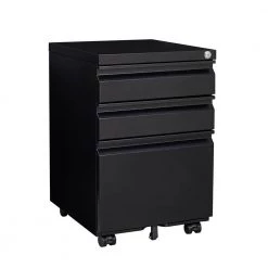 Modern Black Metal File Cabinet with 3 Drawers by Tidoin
