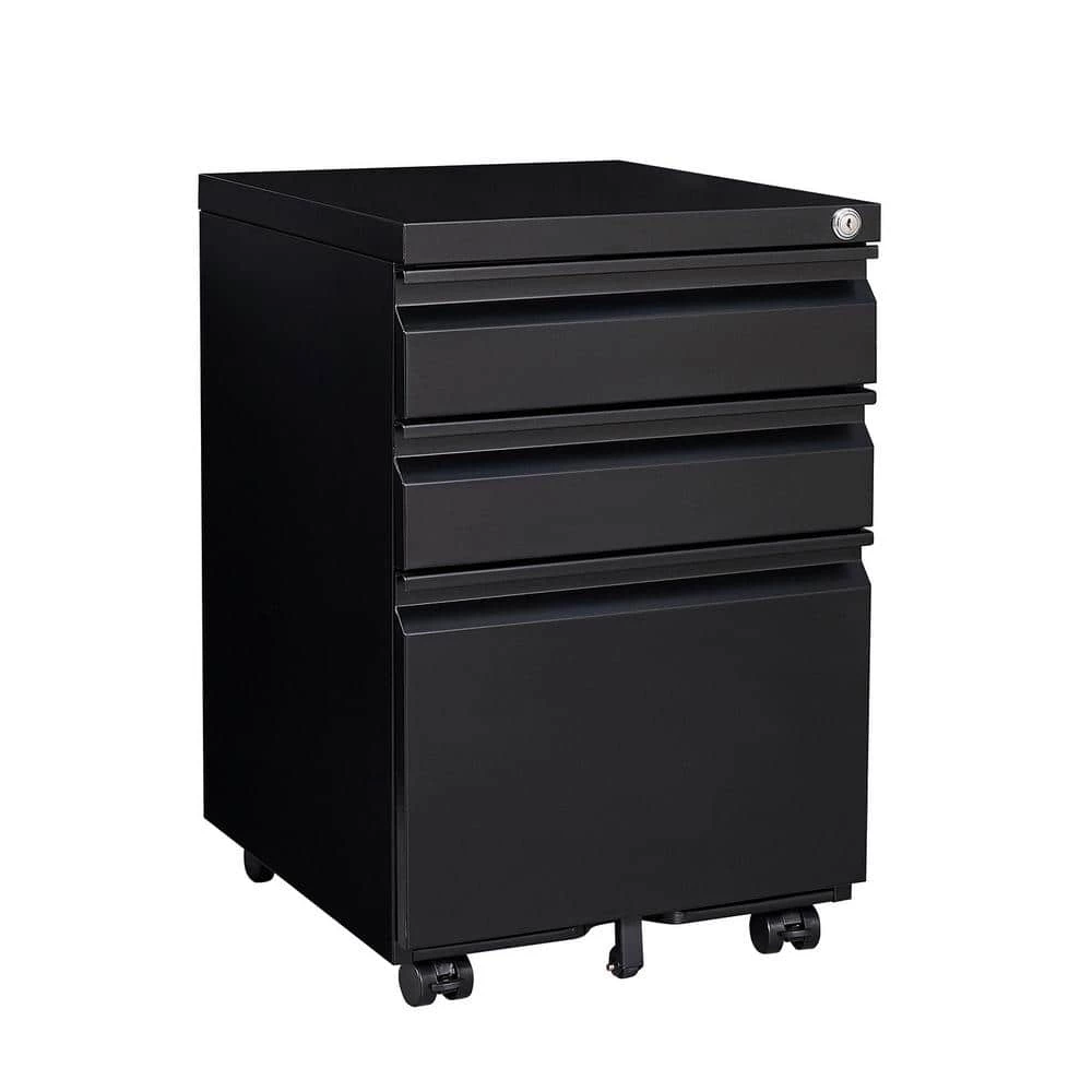Modern Black Metal File Cabinet with 3 Drawers by Tidoin 3 Modern Black Metal File Cabinet with 3 Drawers by Tidoin