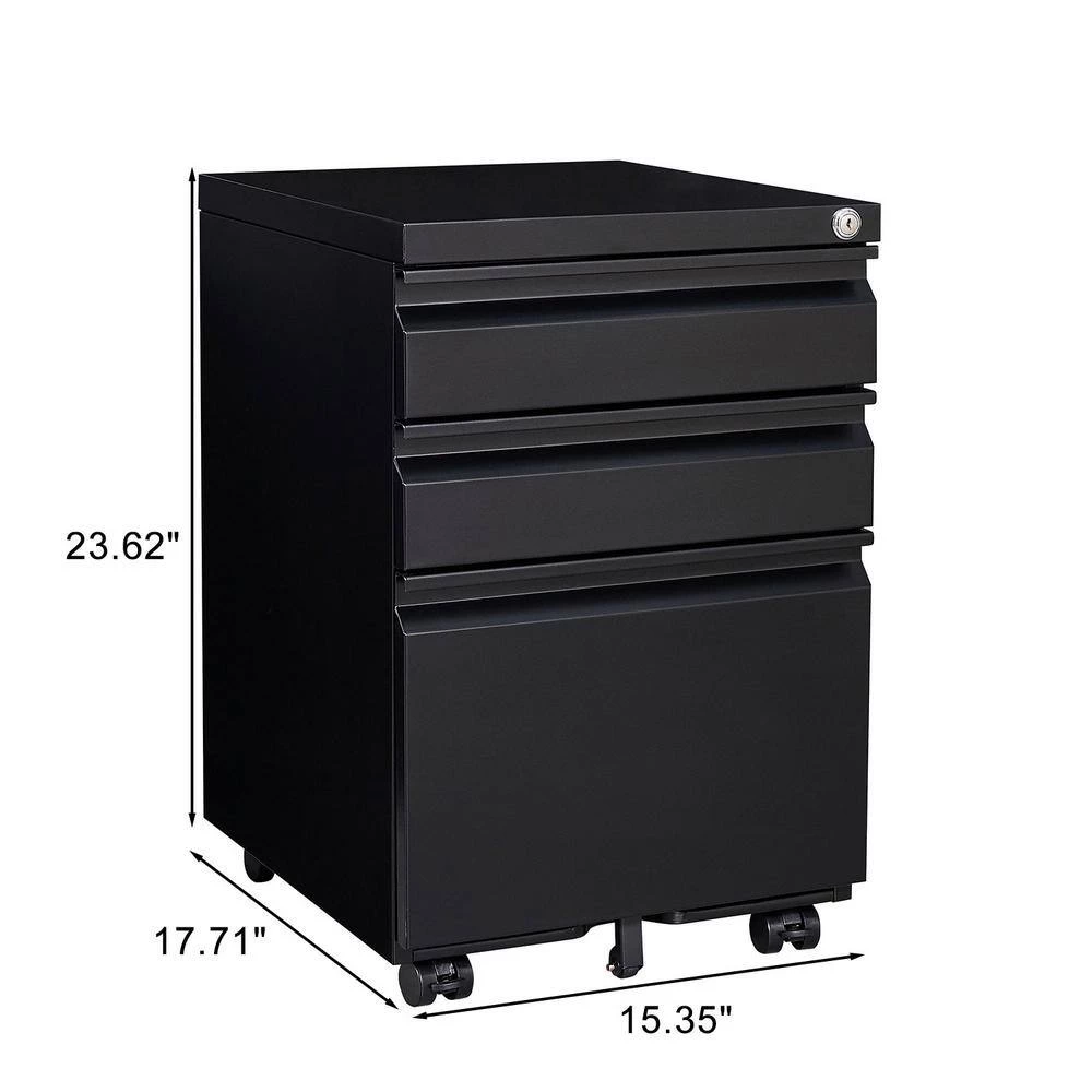 Modern Black Metal File Cabinet with 3 Drawers by Tidoin 6 Modern Black Metal File Cabinet with 3 Drawers by Tidoin - Image 4