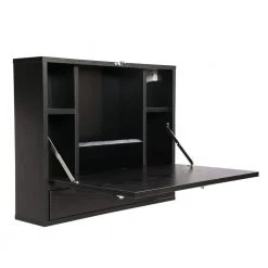 23.5 in. Black Rectangular Wood Floating Desk with 5 Shelves and 1 Drawer by Tidoin