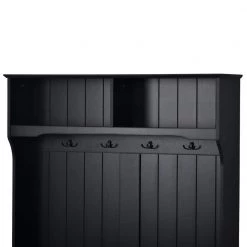 65 in. H Black 3-in-1 Design Wood Hall Tree with 4 Hooks and 2 Storage Doors by Tidoin -Cheap Tidoin Store black tidoin hall trees uc ydwf 5aab fa 1000