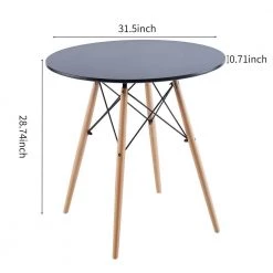 Modern 31.5 in. Round Black Wood Top Dining Table with 3-Wood Legs by Tidoin -Cheap Tidoin Store black tidoin kitchen dining tables bs ydw2 5254 c3 1000