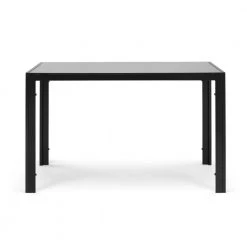 Modern 47.25 in. Rectangle Black Glass Top Dining Table with Metal Frame by Tidoin -Cheap Tidoin Store black tidoin kitchen dining tables dm ydw4 523 44 1000