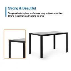 Modern 47.25 in. Rectangle Black Glass Top Dining Table with Metal Frame by Tidoin -Cheap Tidoin Store black tidoin kitchen dining tables dm ydw4 523 4f 1000