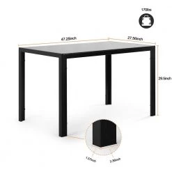Modern 47.25 in. Rectangle Black Glass Top Dining Table with Metal Frame by Tidoin -Cheap Tidoin Store black tidoin kitchen dining tables dm ydw4 523 c3 1000