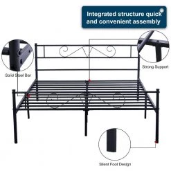 82.68 in. Black Queen Metal Platform Bed by Tidoin -Cheap Tidoin Store black tidoin platform beds ease ydw1 9622 1f 1000
