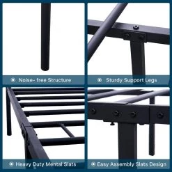 82.68 in. Black Queen Metal Platform Bed by Tidoin -Cheap Tidoin Store black tidoin platform beds ease ydw1 9622 44 1000