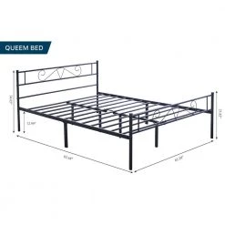 82.68 in. Black Queen Metal Platform Bed by Tidoin -Cheap Tidoin Store black tidoin platform beds ease ydw1 9622 c3 1000