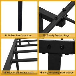 77.56 in. Black Twin Metal Platform Bed by Tidoin -Cheap Tidoin Store black tidoin platform beds ease ydw1 9623 44 1000