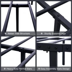 77.56 in. Black Twin Metal Platform Bed by Tidoin -Cheap Tidoin Store black tidoin platform beds ease ydw1 9627 44 1000