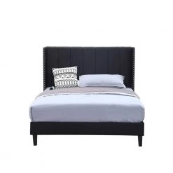 78 in. W Black Wood Frame Platform Bed with Fabric Headboard by Tidoin -Cheap Tidoin Store black tidoin platform beds jus ydw8 4528 1f 1000
