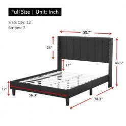78 in. W Black Wood Frame Platform Bed with Fabric Headboard by Tidoin -Cheap Tidoin Store black tidoin platform beds jus ydw8 4528 c3 1000