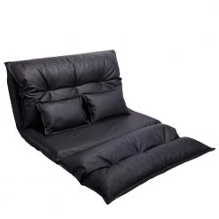 90 in. W Black Leather Large Sofa Bed by Tidoin