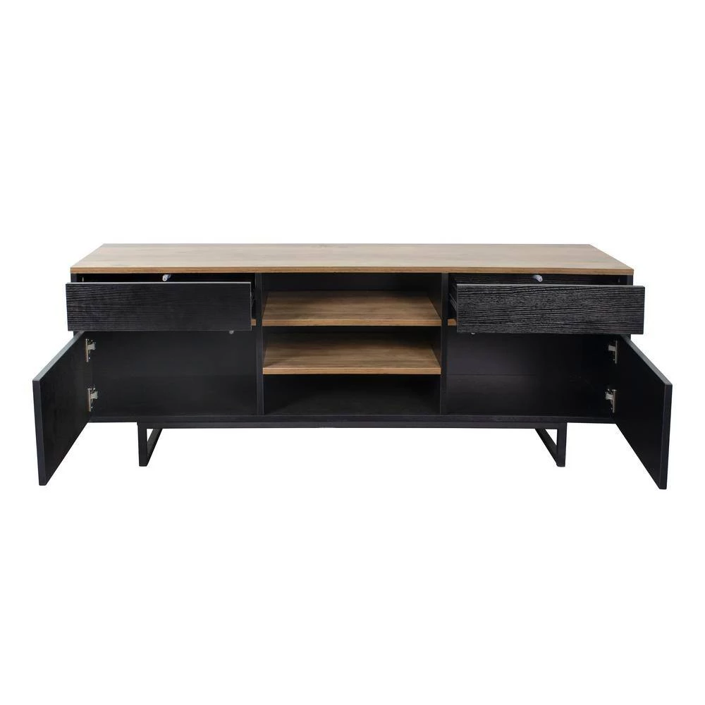 54.33 in. Black TV Stand Console Table with 2-Drawers,2 Doors and 3 Shelves Fits TV's up to 60 in. by Tidoin 6 54.33 in. Black TV Stand Console Table with 2-Drawers,2 Doors and 3 Shelves Fits TV's up to 60 in. by Tidoin - Image 4
