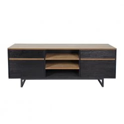 54.33 in. Black TV Stand Console Table with 2-Drawers,2 Doors and 3 Shelves Fits TV's up to 60 in. by Tidoin