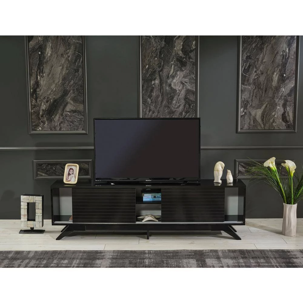 Modern 67 in. Wood Black TV Stand with 2 Doors Fits TV's up to 70 in. by Tidoin 10 Modern 67 in. Wood Black TV Stand with 2 Doors Fits TV's up to 70 in. by Tidoin - Image 8