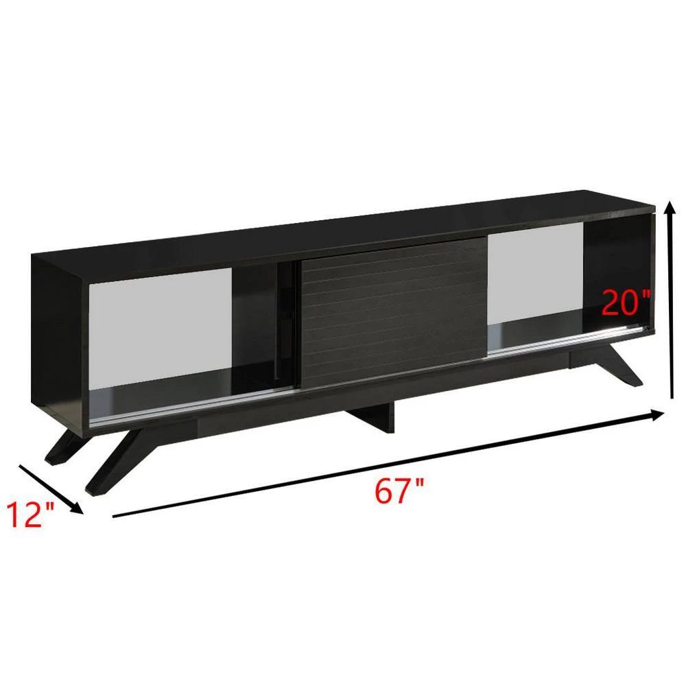 Modern 67 in. Wood Black TV Stand with 2 Doors Fits TV's up to 70 in. by Tidoin 6 Modern 67 in. Wood Black TV Stand with 2 Doors Fits TV's up to 70 in. by Tidoin - Image 4