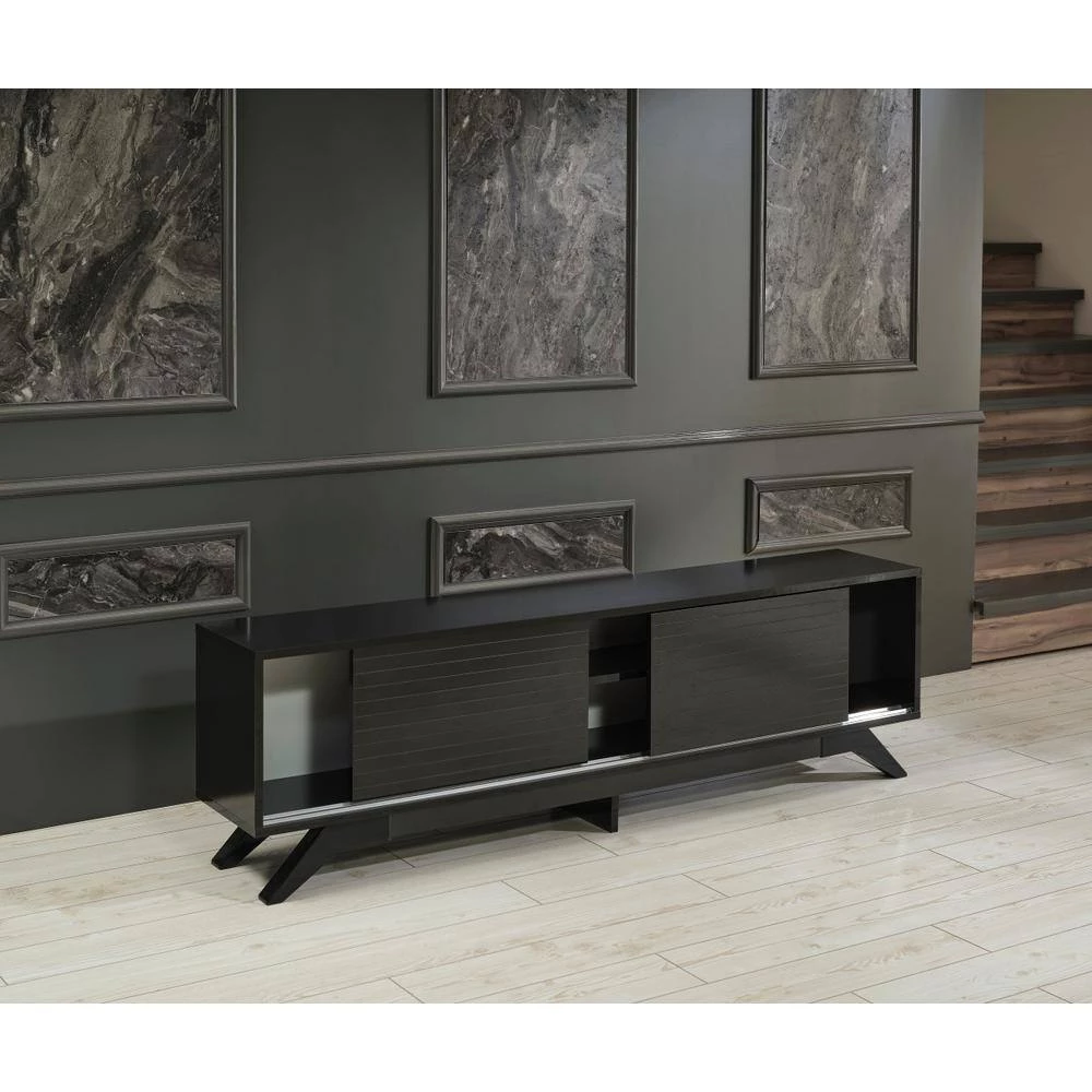 Modern 67 in. Wood Black TV Stand with 2 Doors Fits TV's up to 70 in. by Tidoin 4 Modern 67 in. Wood Black TV Stand with 2 Doors Fits TV's up to 70 in. by Tidoin - Image 2