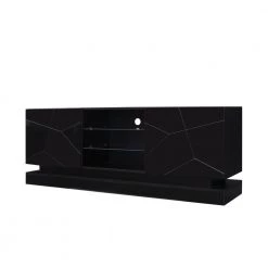 Modern 62.99 in. Wood Black TV Stand with 2 Storage Doors Fits TV's up to 70 in. with 4 Shelves by Tidoin -Cheap Tidoin Store black tidoin tv stands js ydw3 0081 fa 1000