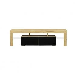 Modern 63 in. Wood Black TV Stand Console Table with 2-Drawers Fits TV's up to 65 in. by Tidoin