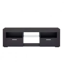 Modern 51.2 in. Wood Black TV Stand with 2-Doors Fits TV's up to 55 in. with LED Light by Tidoin