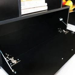 Modern 51.2 in. Wood Black TV Stand with 1-Door and 2-Shelf Fits TV's up to 55 in. with LED Light by Tidoin -Cheap Tidoin Store black tidoin tv stands jxy ydw6s 029 fa 1000