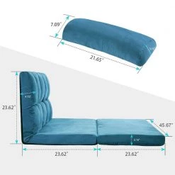 Blue Suede Double Chaise Lounge Sofa with 2-Pillows by Magic Home -Cheap Tidoin Store blue magic home chaise lounges cs pp036317caa c3 1000