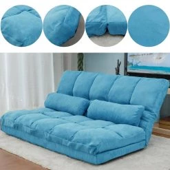 Blue Suede Double Chaise Lounge Sofa with 2-Pillows by Magic Home -Cheap Tidoin Store blue magic home chaise lounges cs pp036317caa fa 1000