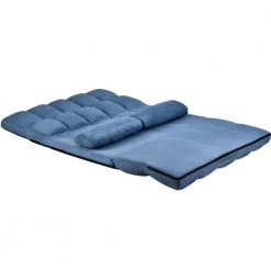 Double Chaise Lounge Sofa Floor Sofa Couch with Two Pillows, Blue by Magic Home -Cheap Tidoin Store blue magic home chaise lounges cs pp195418aad 31 1000
