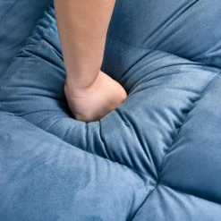 Double Chaise Lounge Sofa Floor Sofa Couch with Two Pillows, Blue by Magic Home -Cheap Tidoin Store blue magic home chaise lounges cs pp195418aad 4f 1000