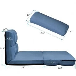 Double Chaise Lounge Sofa Floor Sofa Couch with Two Pillows, Blue by Magic Home -Cheap Tidoin Store blue magic home chaise lounges cs pp195418aad c3 1000