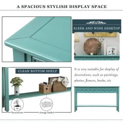 60.03 in. L Blue Rectangle Solid Wood Rustic Entryway Console Table with 2 Drawers and Bottom Shelf by Magic Home -Cheap Tidoin Store blue magic home console tables cs wf191870aac 76 1000