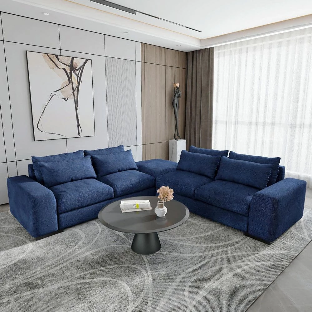 143.3 in. Flare Arm 6 Pieces Linen U Shape Sectional Sofa in Beige by Magic Home 4 143.3 in. Flare Arm 6 Pieces Linen U Shape Sectional Sofa in Beige by Magic Home - Image 2