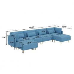 143 in. Blue Flare Arm Linen U Shape Sectional Sofa by Magic Home -Cheap Tidoin Store blue magic home sectional sofas mh sf166b c3 1000