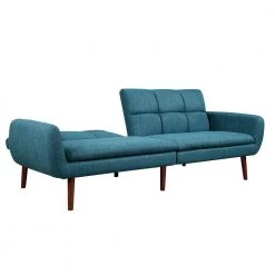 Teal Green 74 in. Twin Size Sofa Bed Upholstery Fabric 2 Seats Living Room Loveseats Sofa by Magic Home -Cheap Tidoin Store blue magic home sofa beds cs wf193476aaf 44 1000