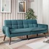 Teal Green 74 in. Twin Size Sofa Bed Upholstery Fabric 2 Seats Living Room Loveseats Sofa by Magic Home -Cheap Tidoin Store blue magic home sofa beds cs wf193476aaf 64 1000