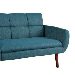 Teal Green 74 in. Twin Size Sofa Bed Upholstery Fabric 2 Seats Living Room Loveseats Sofa by Magic Home -Cheap Tidoin Store blue magic home sofa beds cs wf193476aaf 76 1000