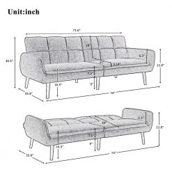 Teal Green 74 in. Twin Size Sofa Bed Upholstery Fabric 2 Seats Living Room Loveseats Sofa by Magic Home -Cheap Tidoin Store blue magic home sofa beds cs wf193476aaf c3 1000