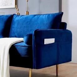 71 in. W Blue Velvet Fabric 2-Seats Sofa with Pocket by Magic Home -Cheap Tidoin Store blue magic home sofas couches cs w24717098 1f 1000