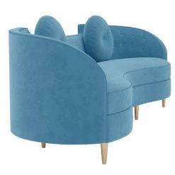 98.43 in. Blue Slope Arm Velvet Upholstered Curved Modern Rectangle 4-Seater Sofa with Gold Legs and Solid Wood Frame by Magic Home -Cheap Tidoin Store blue magic home sofas couches mh sf104lb fa 1000