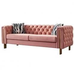 84.25 in. Square Arm Velvet Rectangle Modern Sofa in Blush Pink with Metal Legs by Magic Home 9 84.25 in. Square Arm Velvet Rectangle Modern Sofa in Blush Pink with Metal Legs by Magic Home -Cheap Tidoin Store blush pink magic home sofas couches cs w57952358 c3 1000