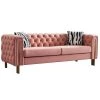 84.25 in. Blush Pink Chesterfield Square Arms Velvet Tufted Sofa with Metal Leg by Magic Home 2 84.25 in. Blush Pink Chesterfield Square Arms Velvet Tufted Sofa with Metal Leg by Magic Home -Cheap Tidoin Store blush pink magic home sofas couches z 9918a51 j146b 64 1000