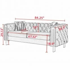 84.25 in. Blush Pink Chesterfield Square Arms Velvet Tufted Sofa with Metal Leg by Magic Home -Cheap Tidoin Store blush pink magic home sofas couches z 9918a51 j146b c3 1000