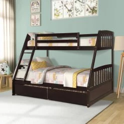 Brown Solid Wood Twin Over Full Bunk Bed Daybed with Two Storage Drawers by Magic Home 19 Brown Solid Wood Twin Over Full Bunk Bed Daybed with Two Storage Drawers by Magic Home -Cheap Tidoin Store brown magic home bunk beds cs sh000092paa 31 1000