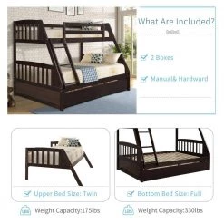 Brown Solid Wood Twin Over Full Bunk Bed Daybed with Two Storage Drawers by Magic Home 16 Brown Solid Wood Twin Over Full Bunk Bed Daybed with Two Storage Drawers by Magic Home -Cheap Tidoin Store brown magic home bunk beds cs sh000092paa 44 1000