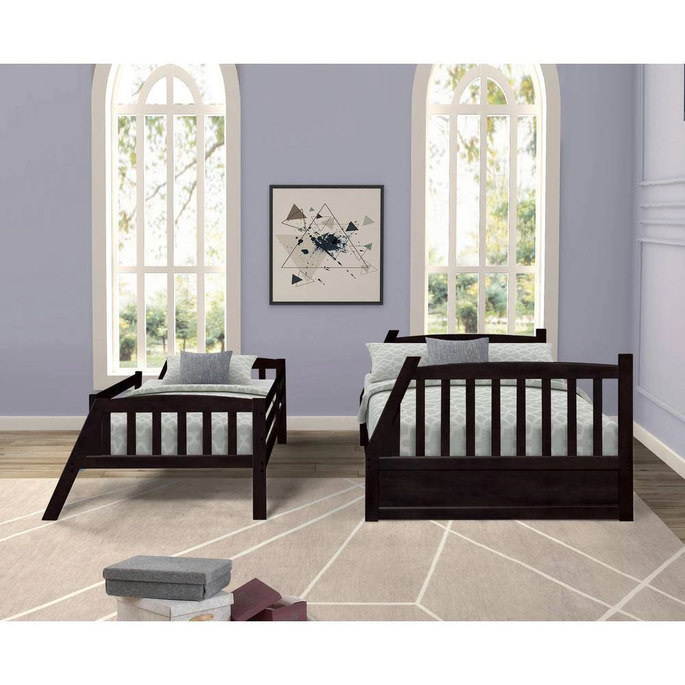 Brown Solid Wood Twin Over Full Bunk Bed Daybed with Two Storage Drawers by Magic Home 4 Brown Solid Wood Twin Over Full Bunk Bed Daybed with Two Storage Drawers by Magic Home - Image 2
