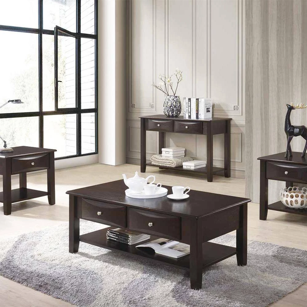 47 in. Retro Wood Coffee Table with Two Drawers,Brown by Magic Home 6 47 in. Retro Wood Coffee Table with Two Drawers,Brown by Magic Home - Image 4