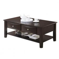 47 in. Retro Wood Coffee Table with Two Drawers,Brown by Magic Home