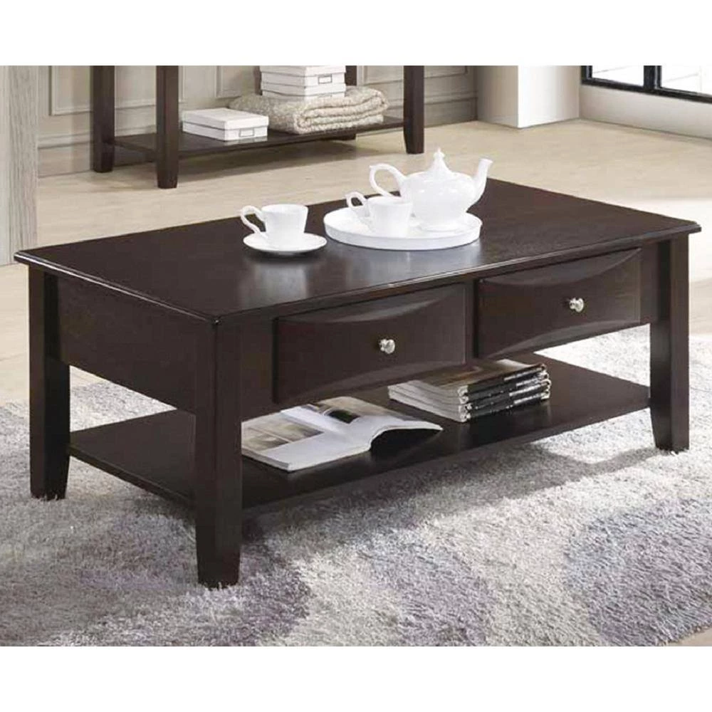 47 in. Retro Wood Coffee Table with Two Drawers,Brown by Magic Home 4 47 in. Retro Wood Coffee Table with Two Drawers,Brown by Magic Home - Image 2